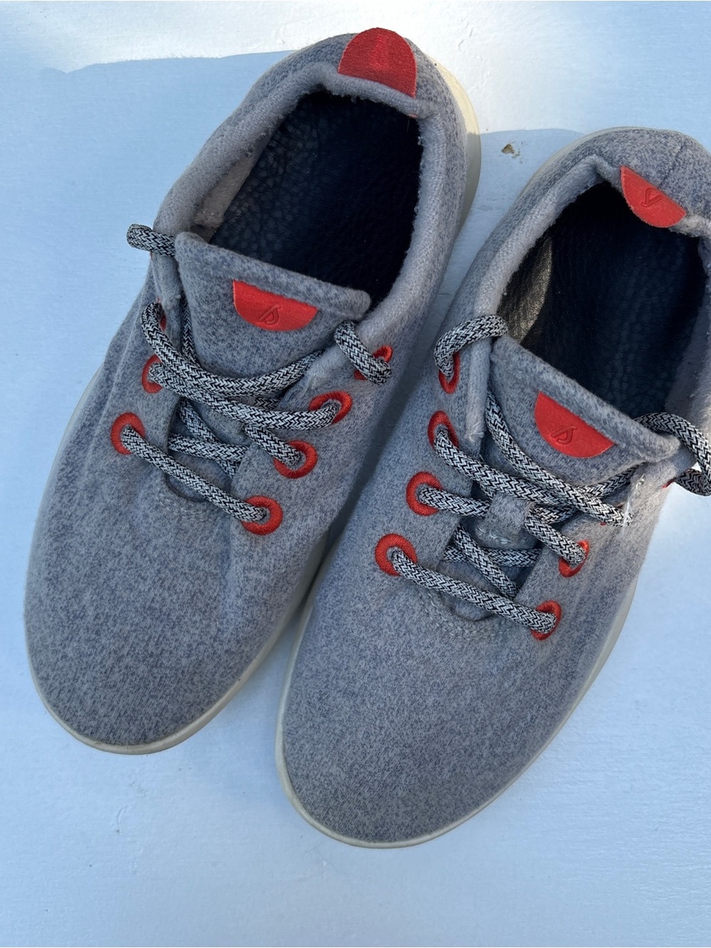 allbirds Grey Wool Sneakers with orange Accents